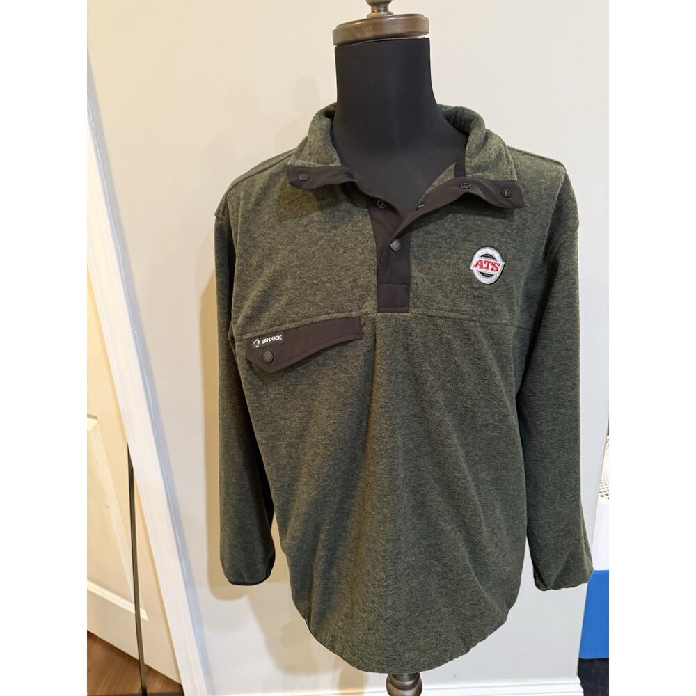 DRI DUCK Denali Mountain Fleece Pullover Mens Large Green Snap Outdoor